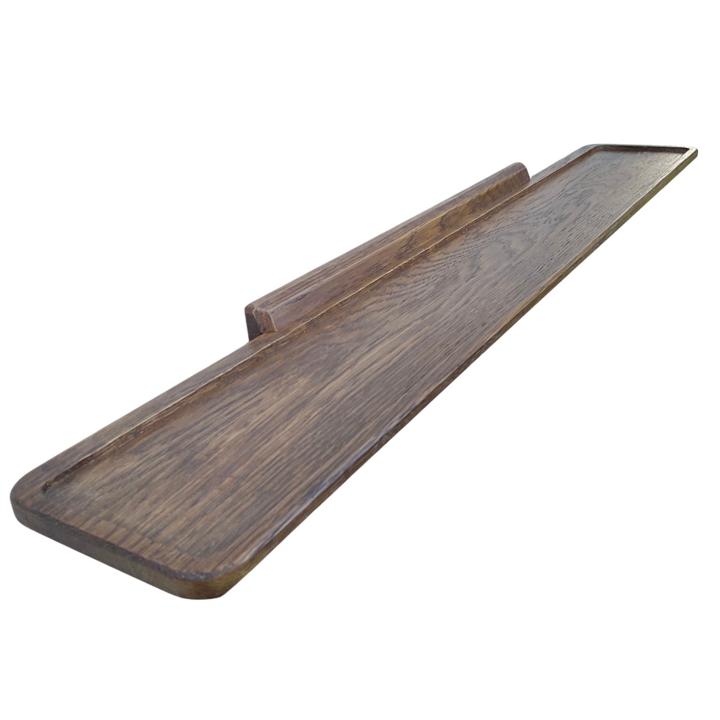 Mid century, walnut wall shelf with hand