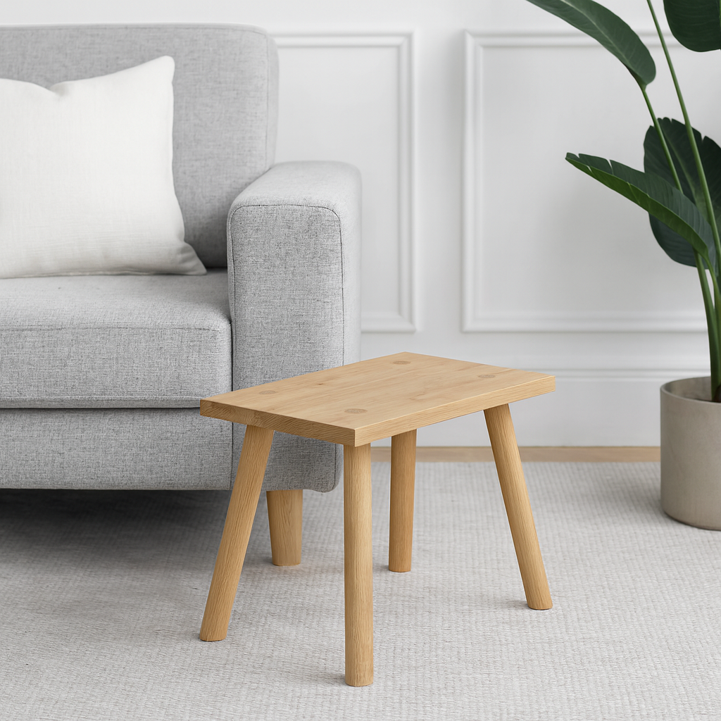 Low Oak Scandinavian Style Stool / Side Table – Timbran Design