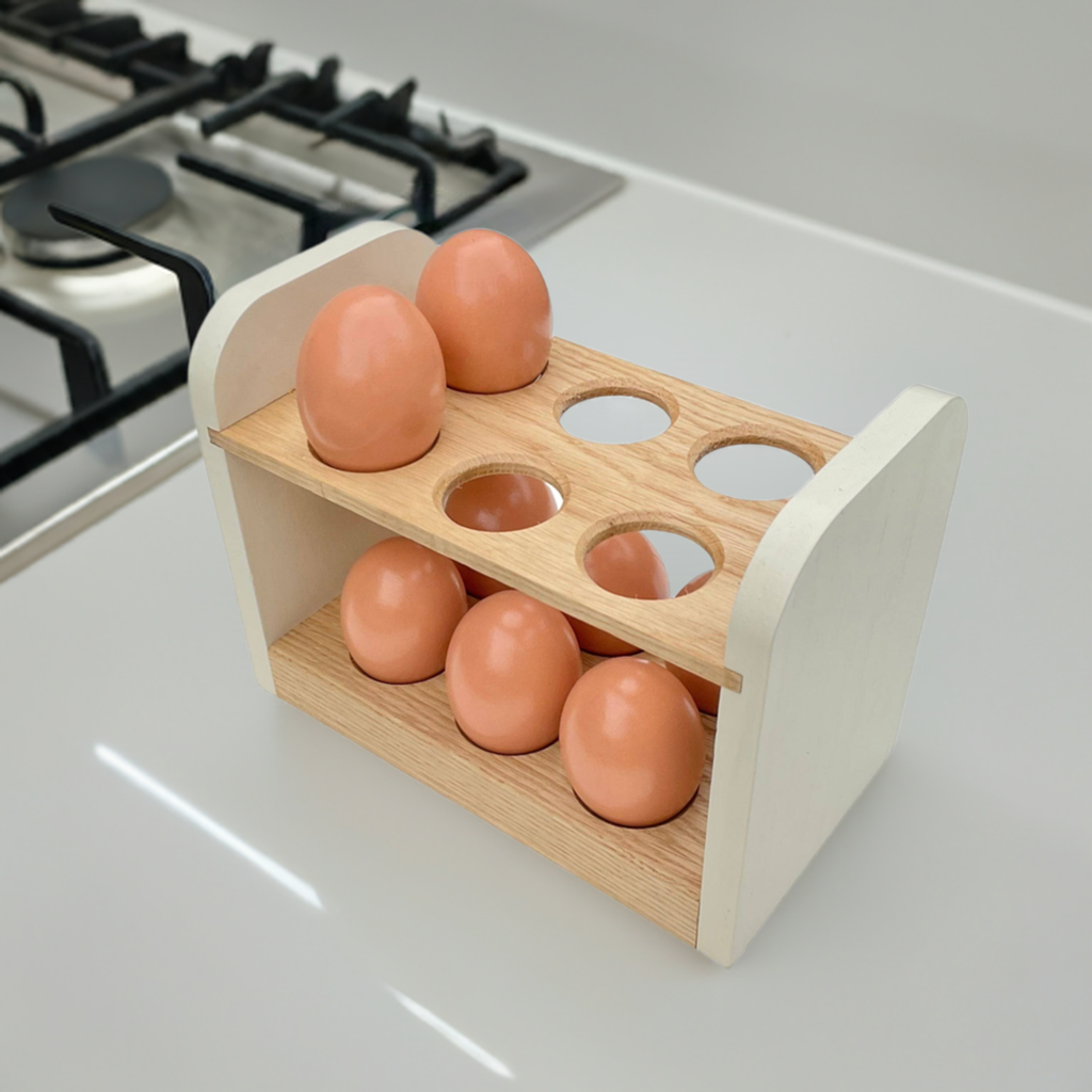 Egg Holder in Oak for 12 Fresh Eggs.