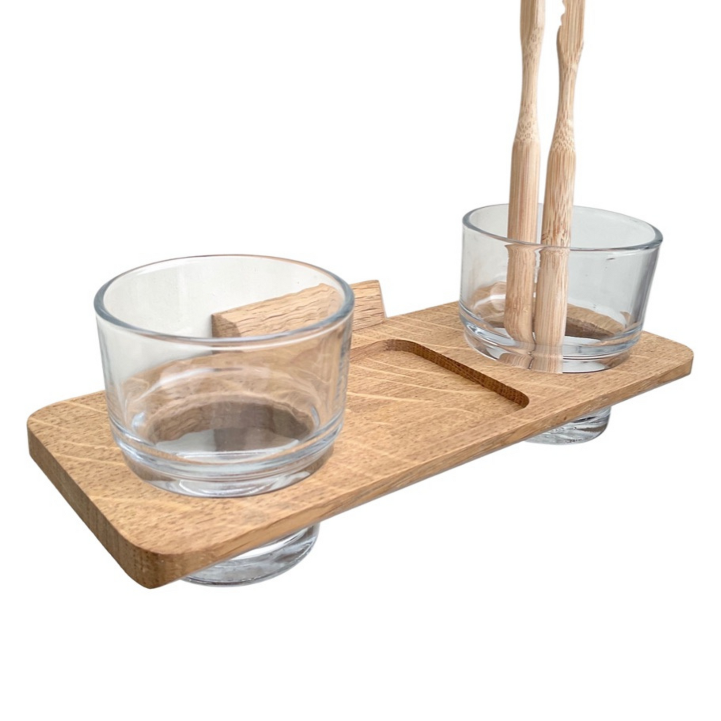 Handmade Toothbrush Holder with dental floss shelf in oak