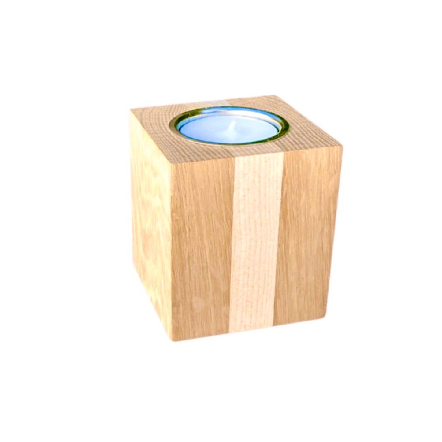 Oak and Maple wood Christmas tea light holder