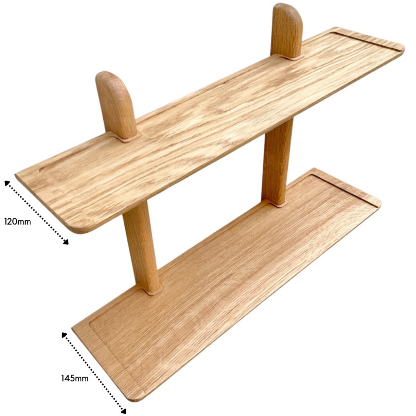 Handmade oak double wall shelf