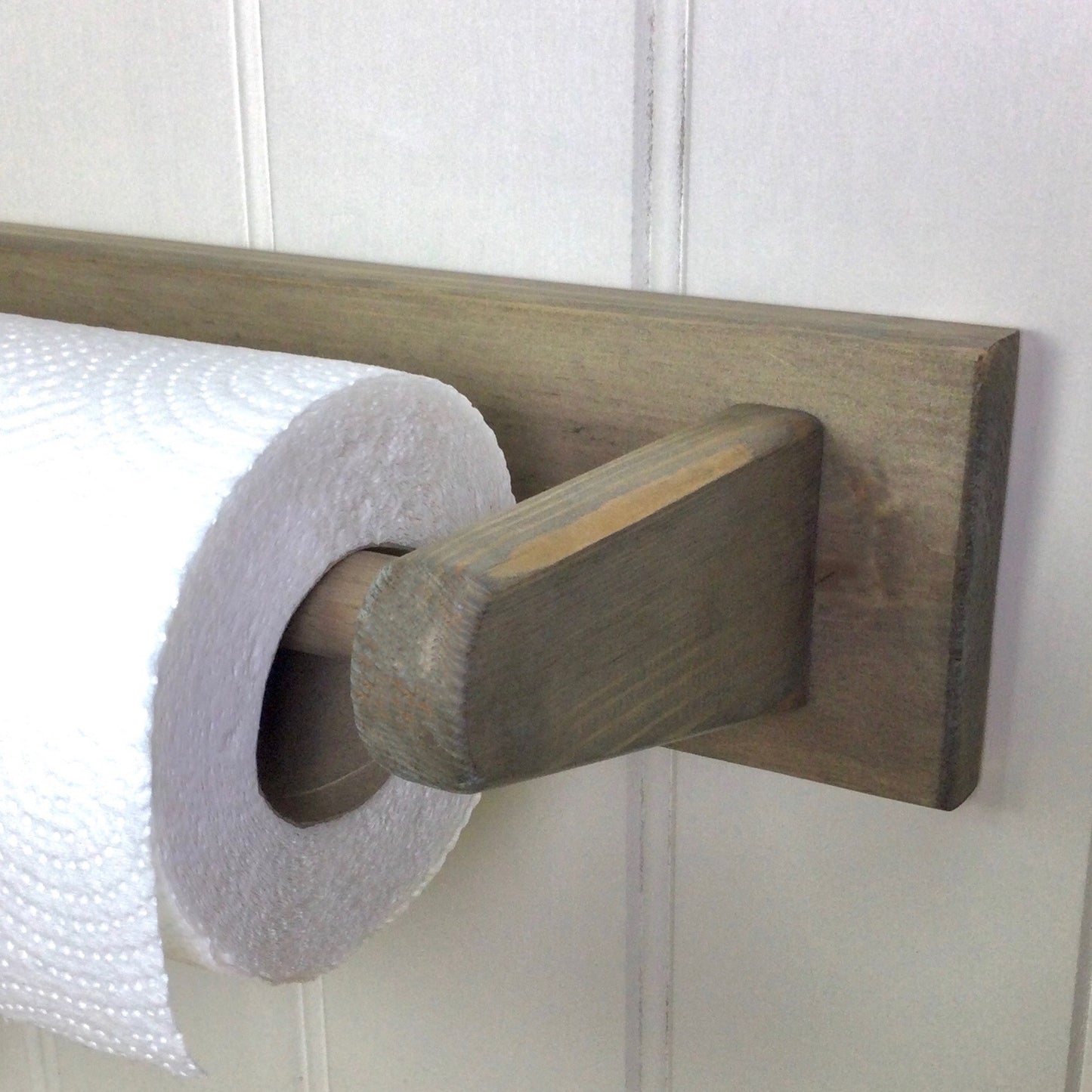 Wooden wall mounted paper towel holder