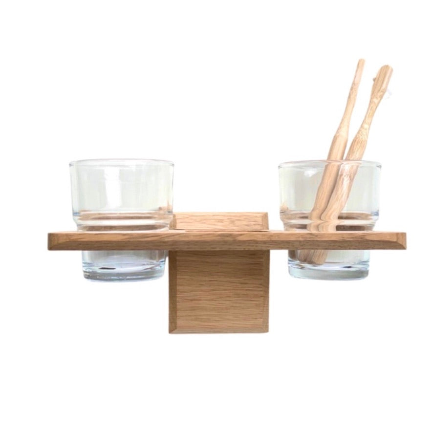 Wall Mounted Toothbrush Holder in oak