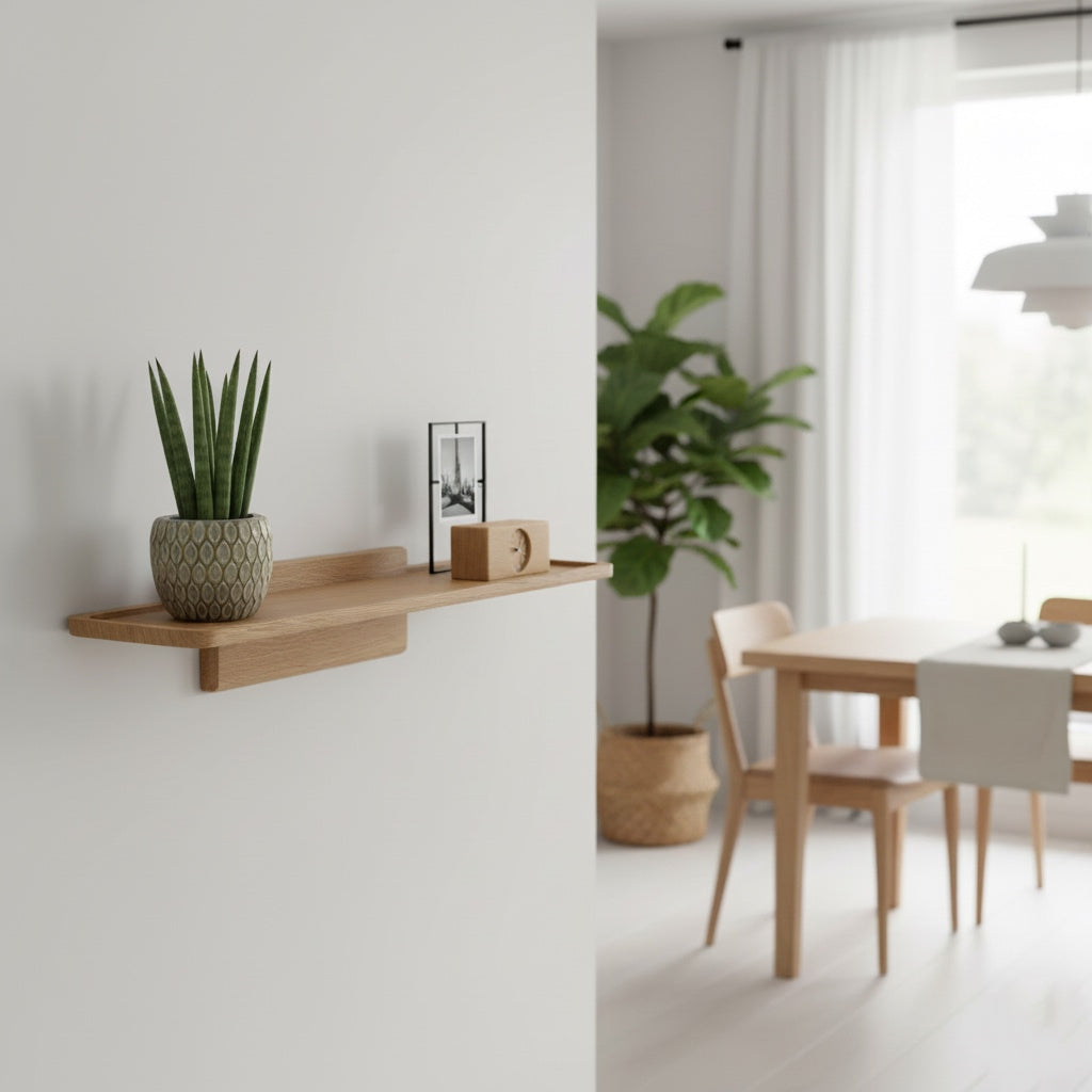 Oak Scandinavian Style Wall Shelf.