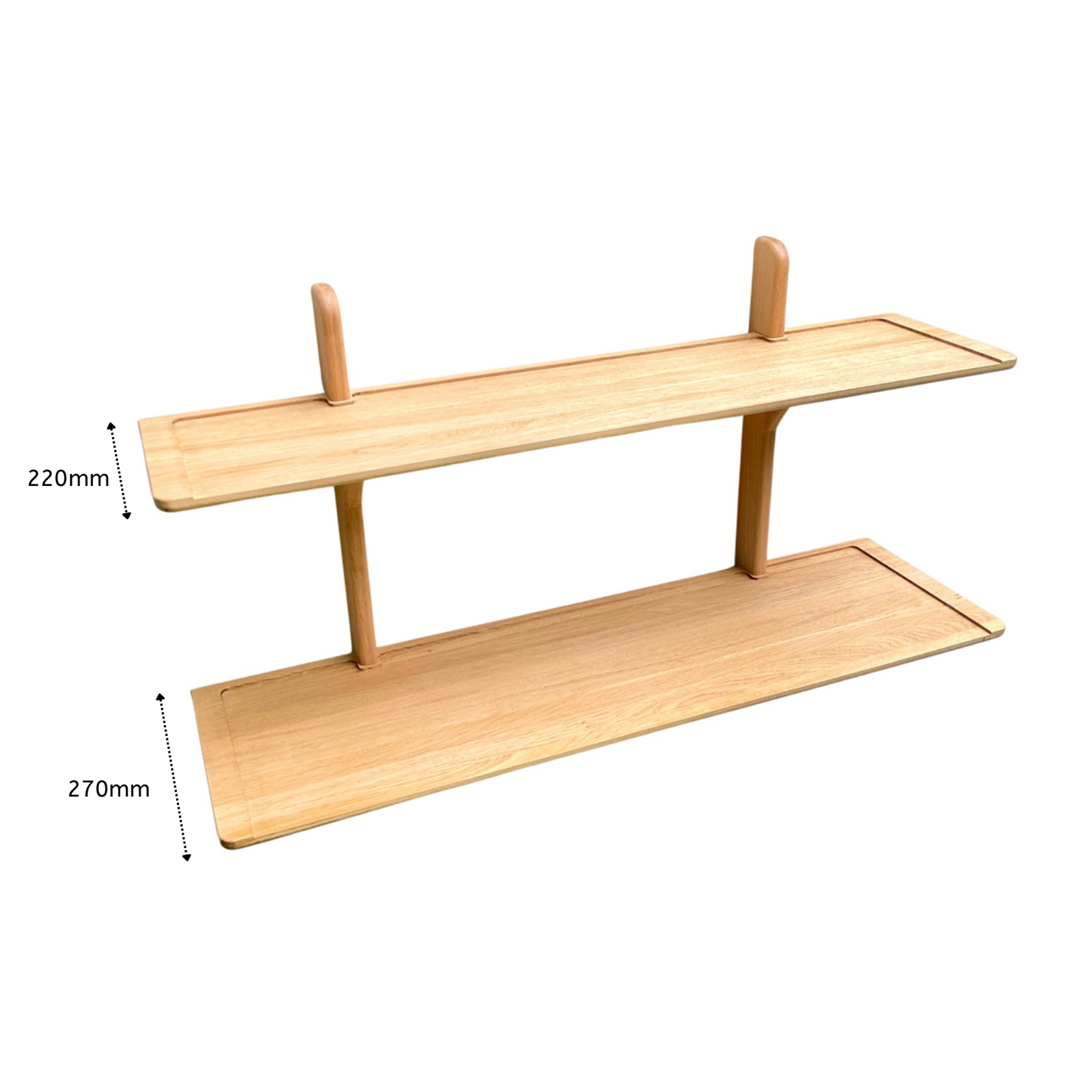 Double oak wall shelf unit size description