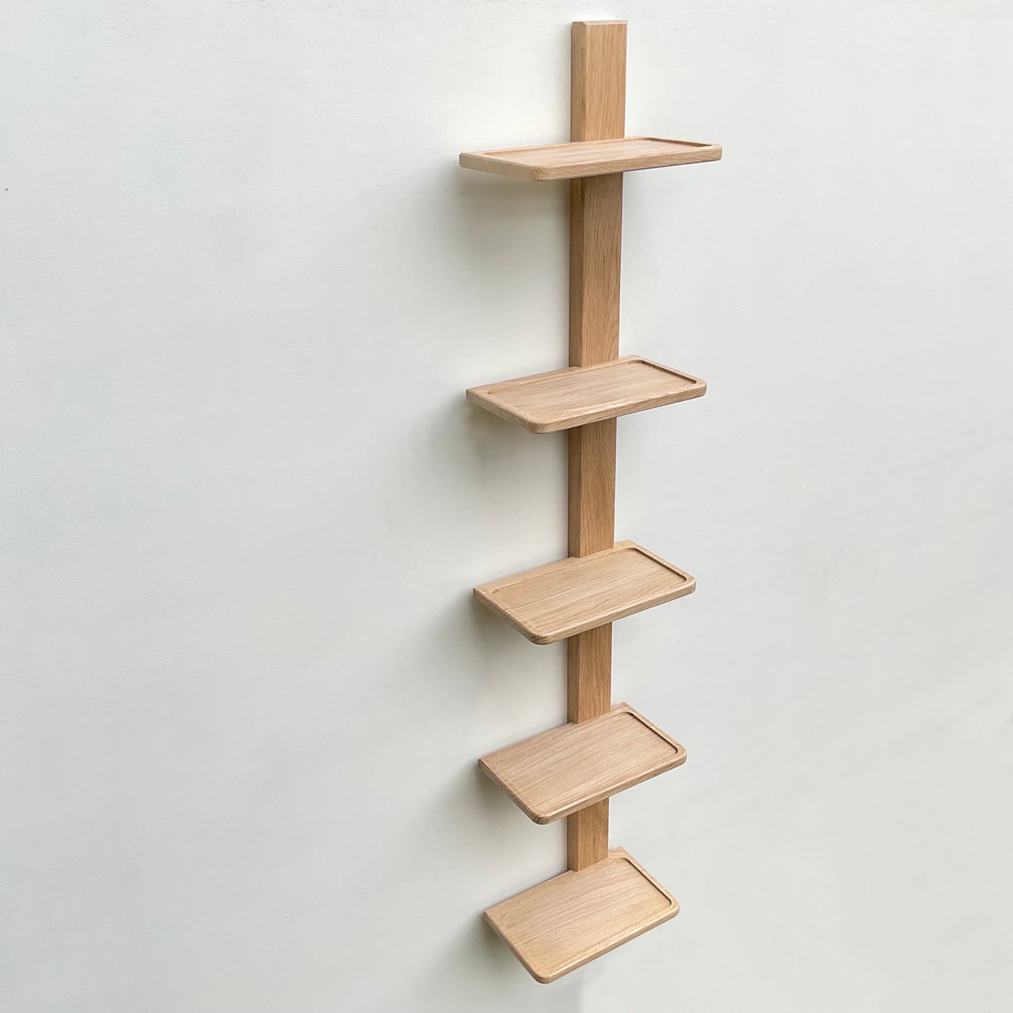 Handmade oak wall shelf unit