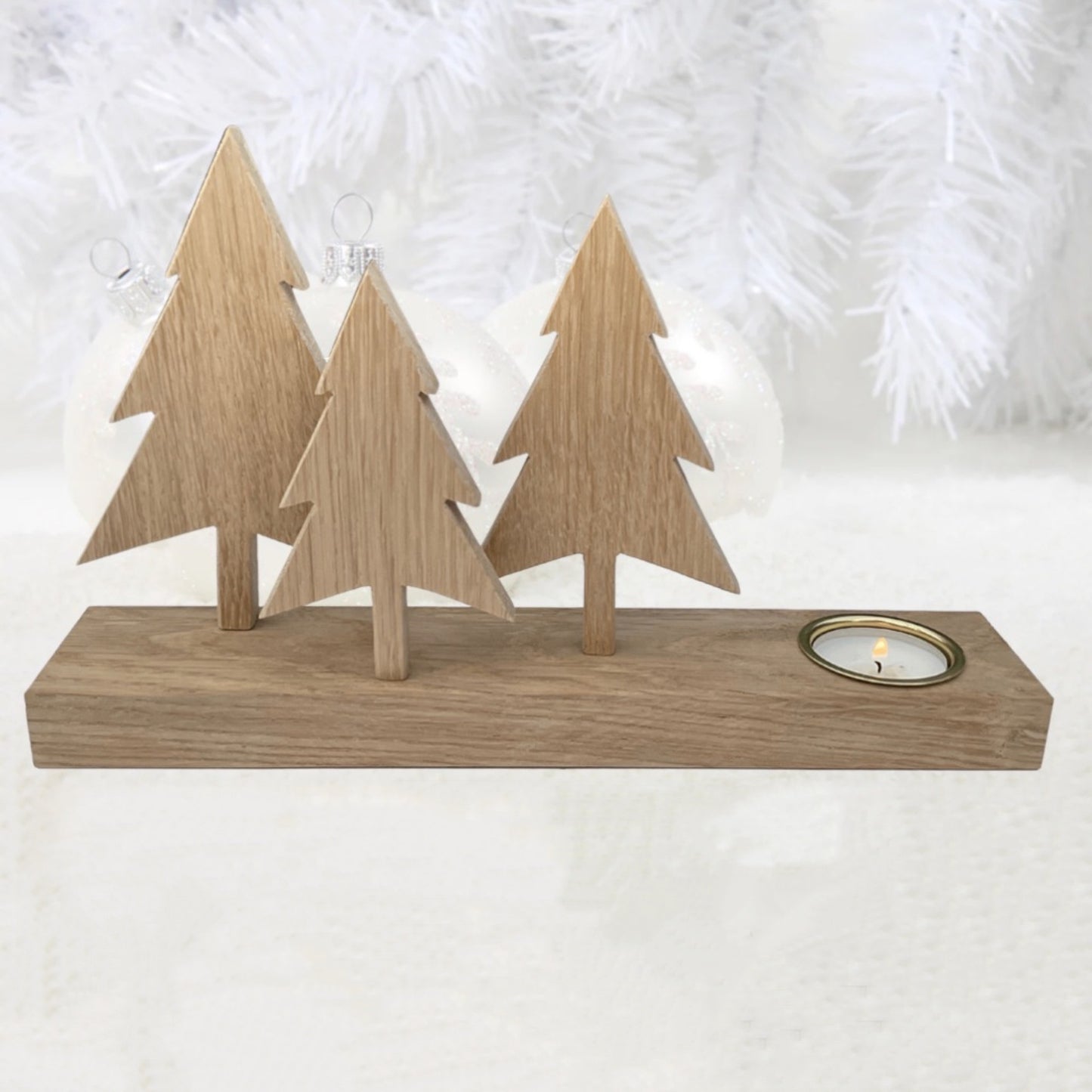 Handmade Oak Christmas Tree Tea Light Holder