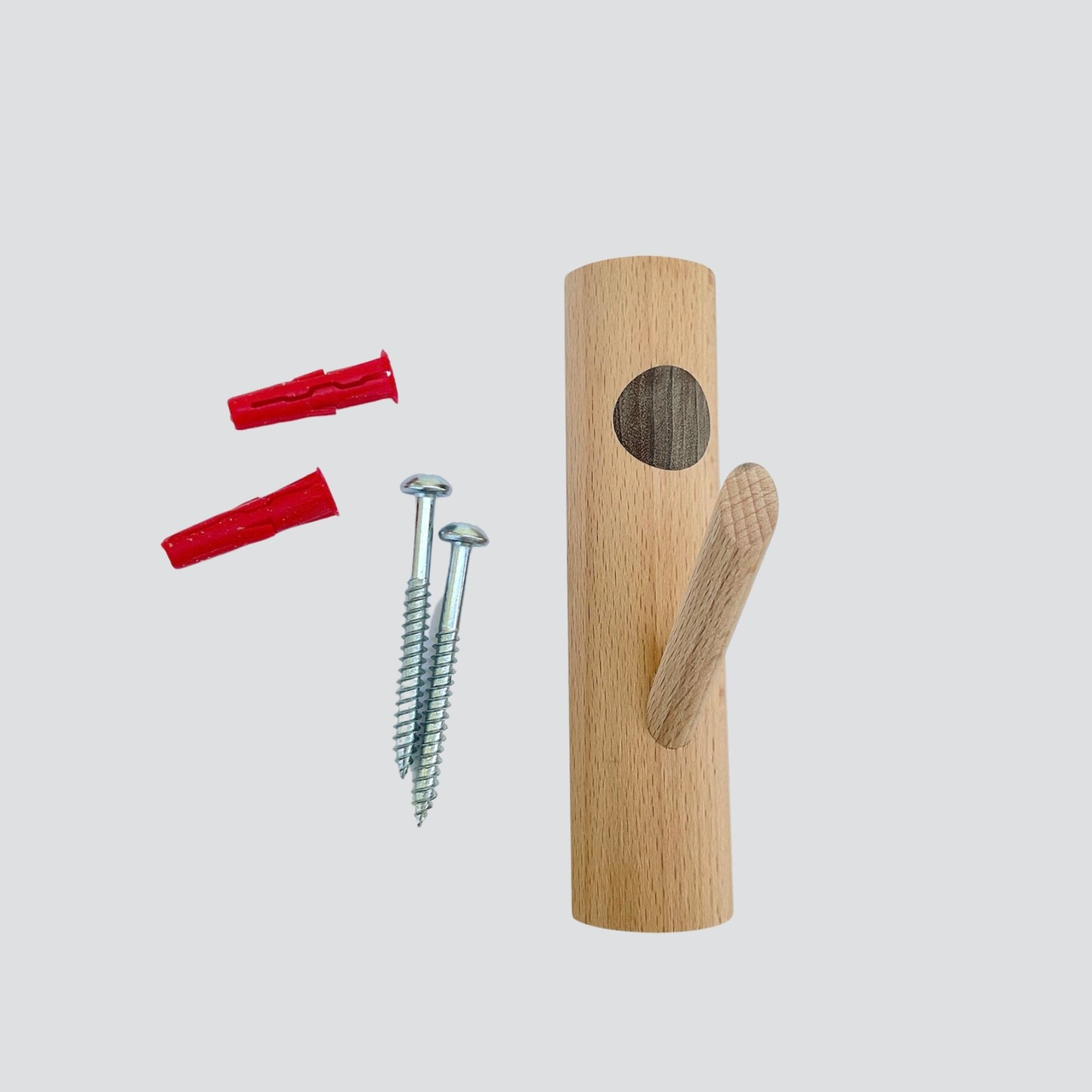 Wooden coat hook with wall fixings
