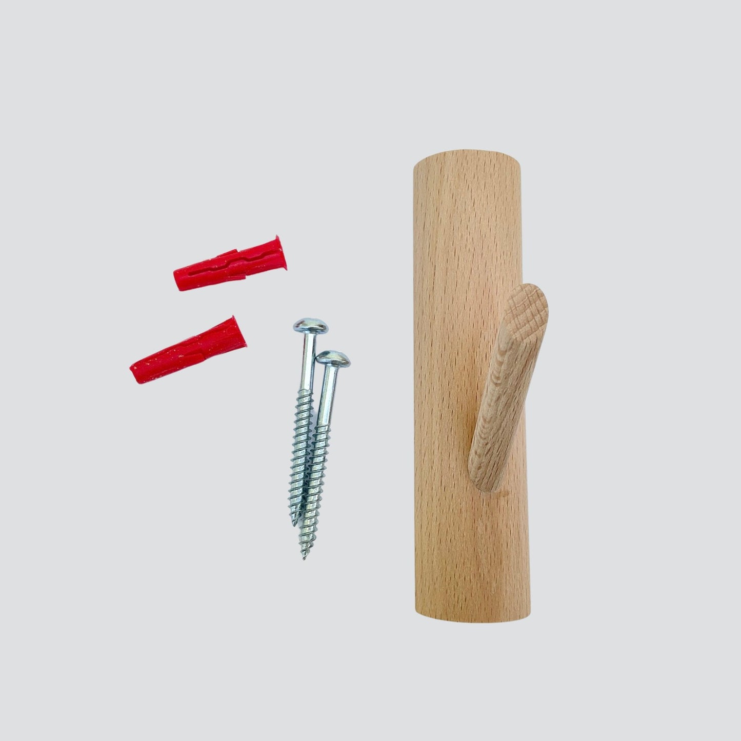 Wooden coat, towel hook, wall or door mounted