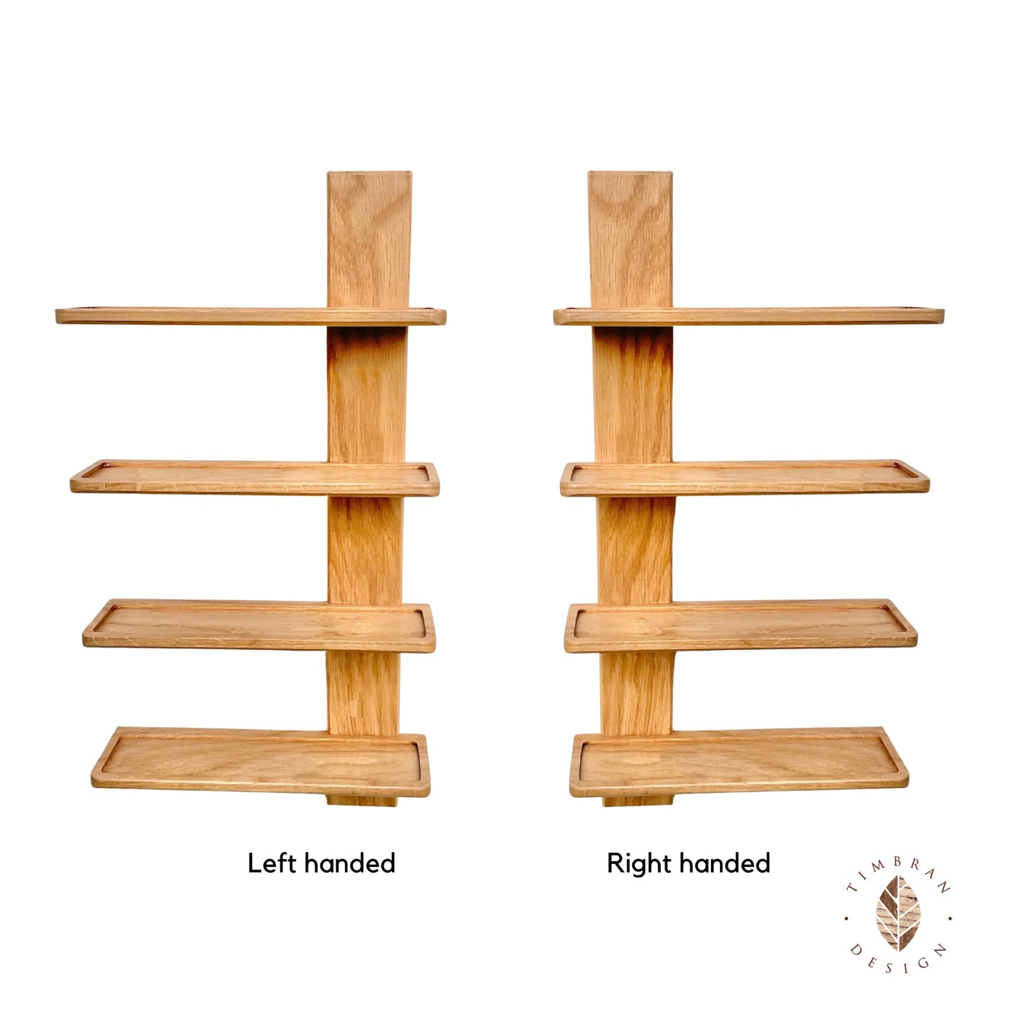 Oak Spice Rack, Wall Mounted with Four Shelves.