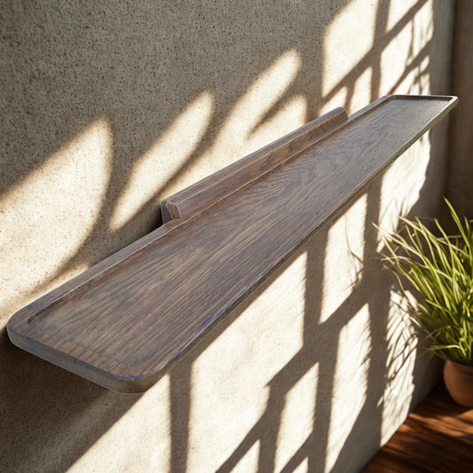 Walnut colour oak wall shelf