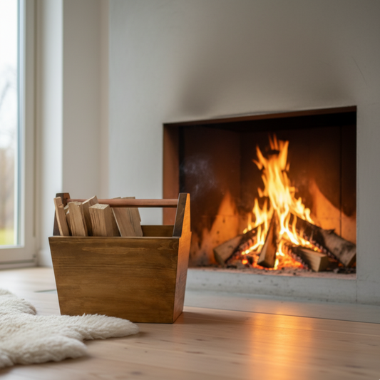 Kindling Storage Box with Copper Handle