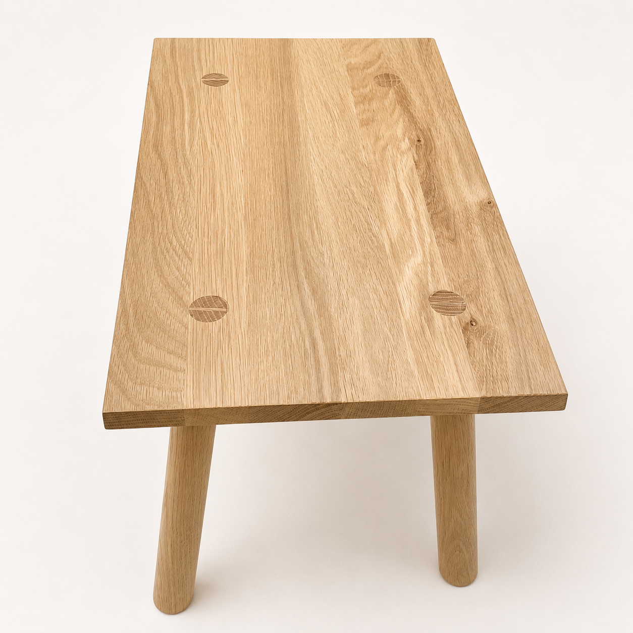Low Oak Scandinavian Style Stool / Side Table
