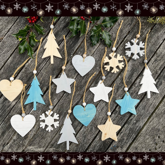 Handmade Scandinavian style hanging Christmas tree decorations