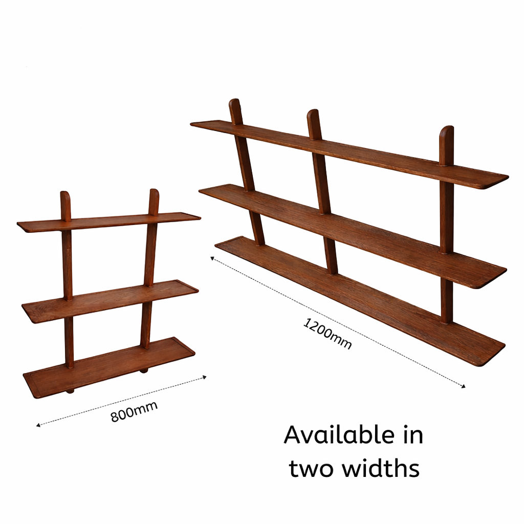 Large Oak Triple Wall Shelf Unit in Walnut Available in 800mm or 1200mm widths