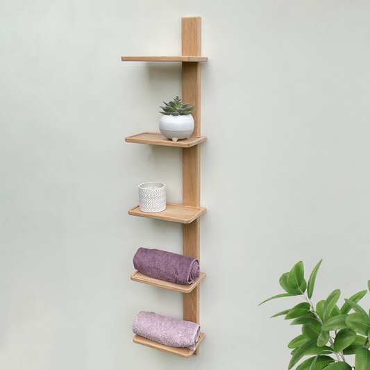 Tall Bathroom Shelf Unit in Oak