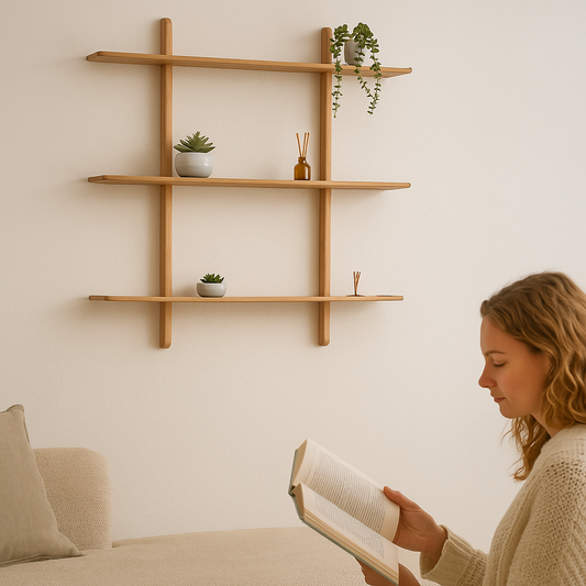 Large Triple Wall Shelf Unit in Oak