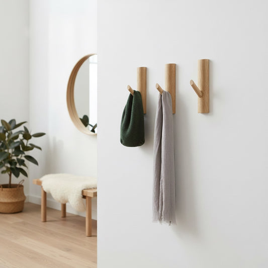 Wooden Wall Mounted Coat Hanging Pegs in Oak
