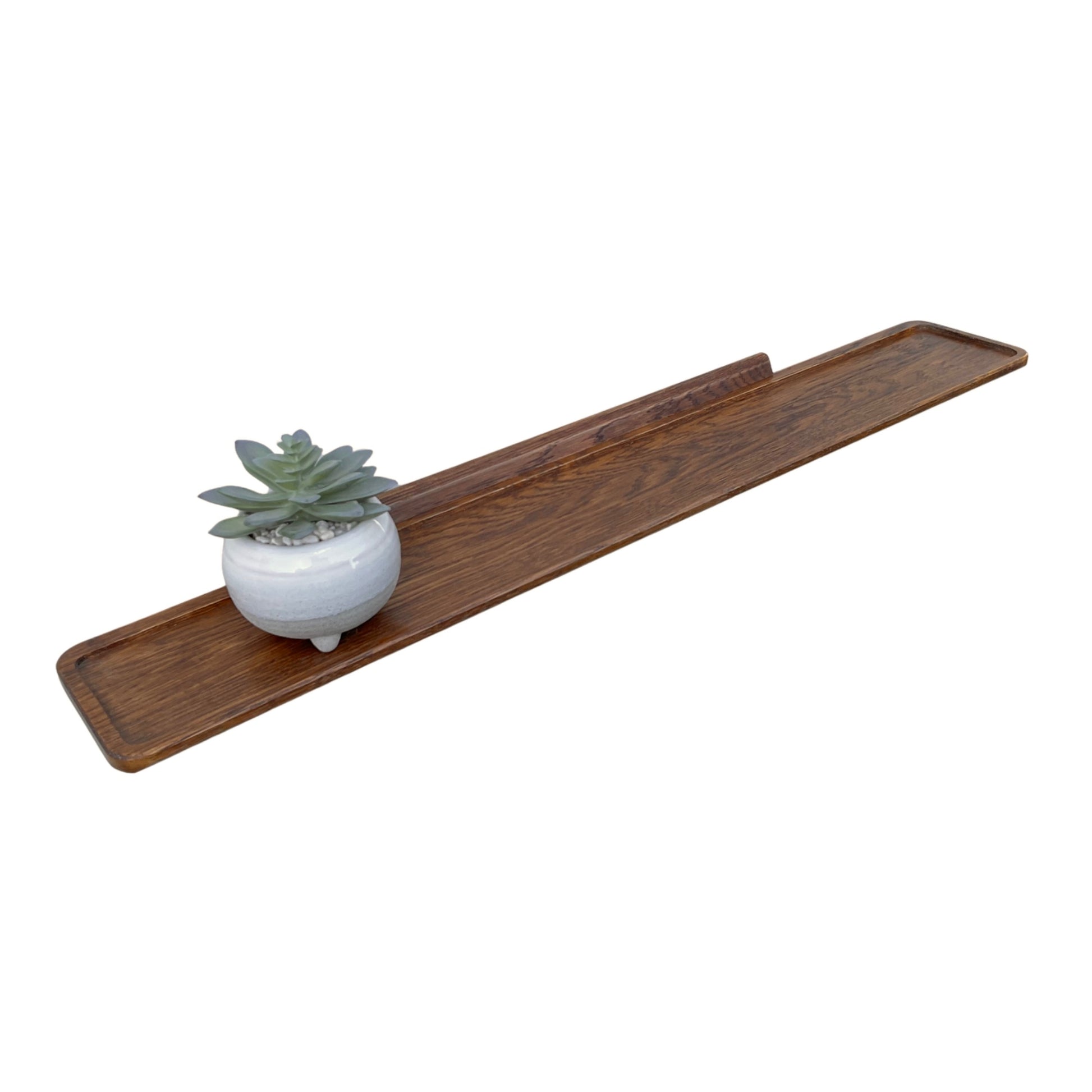 Walnut colour wall shelf with hand