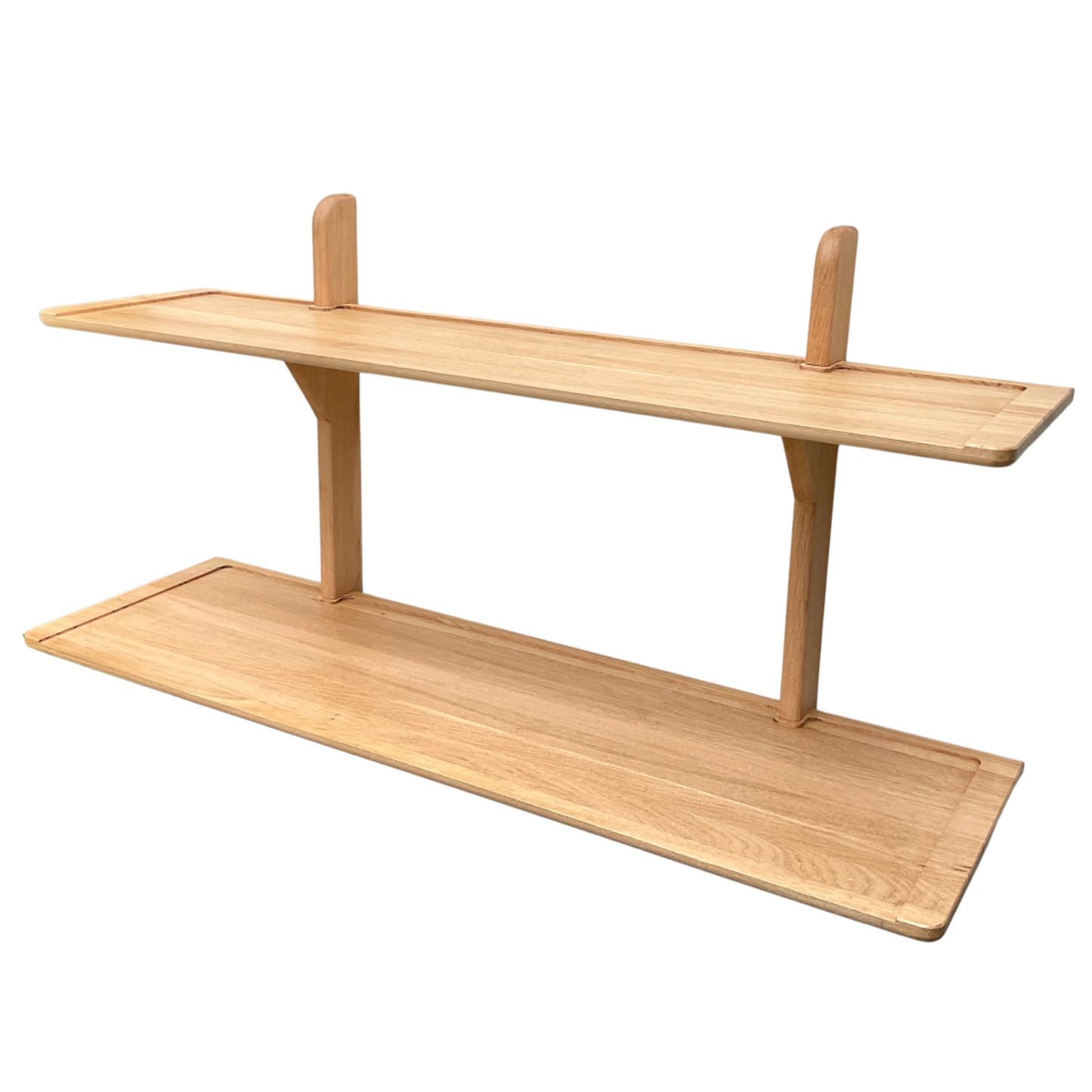 Large oak double wall shelf