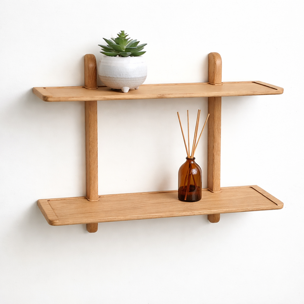 Oak double wall shelf 