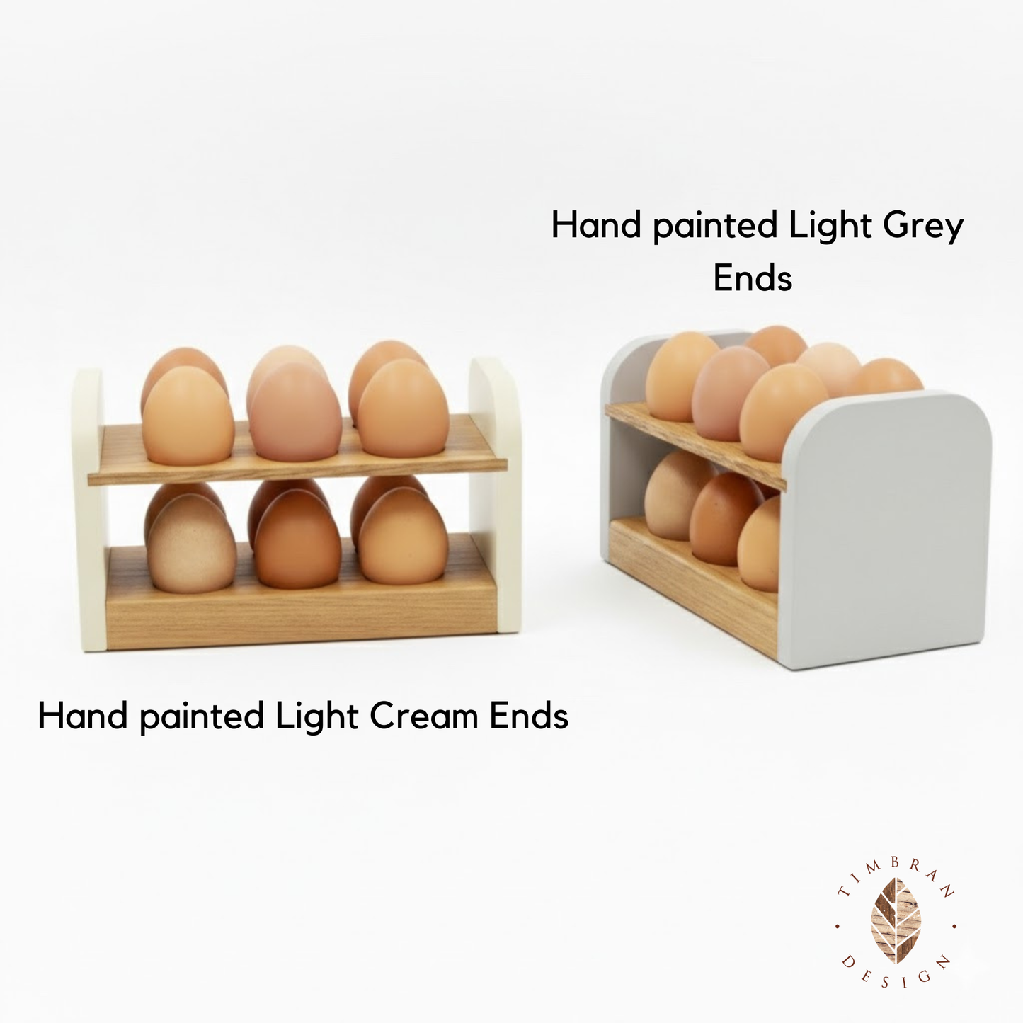 Oak counter top fresh egg rack available in light grey or light cream