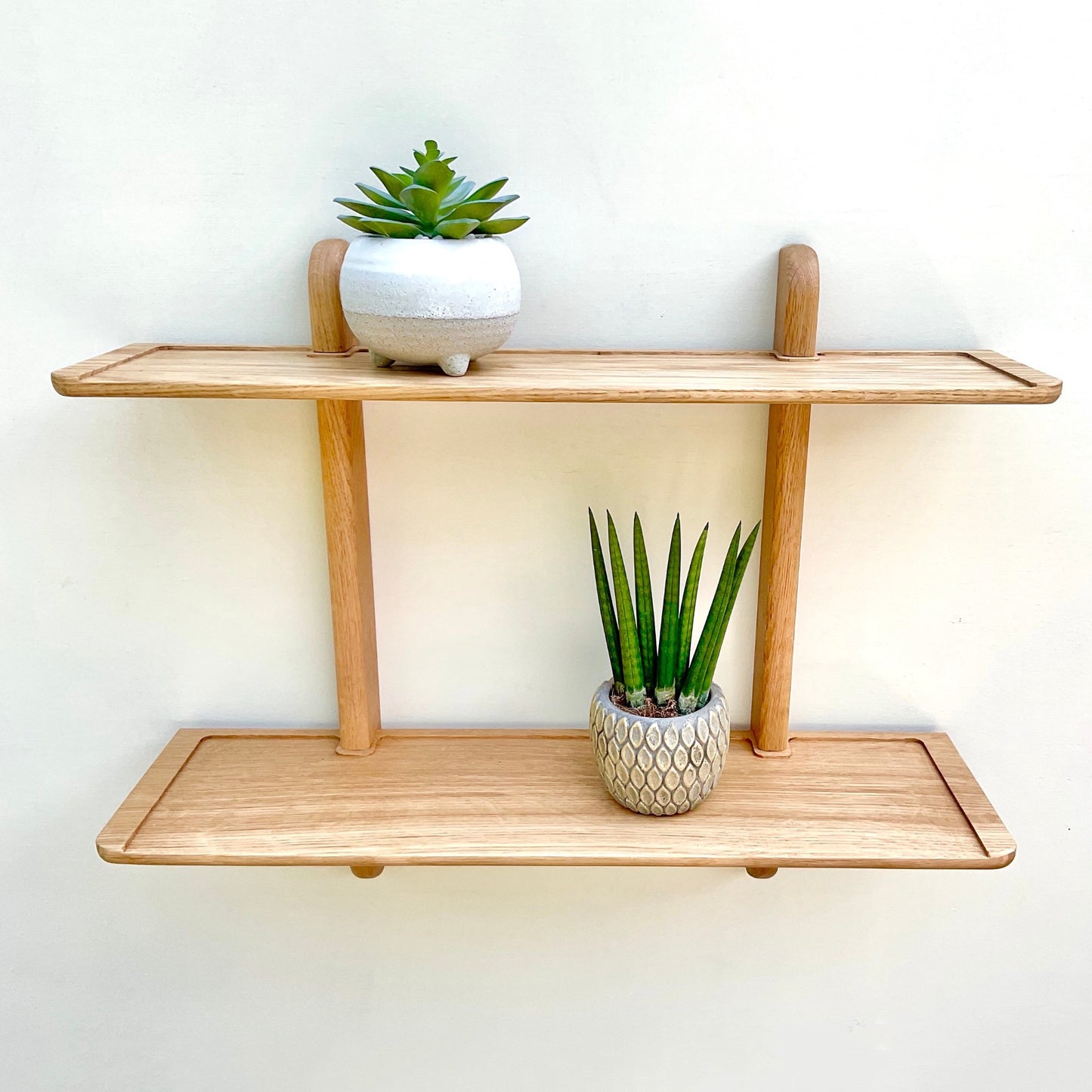 Oak double wall shelf