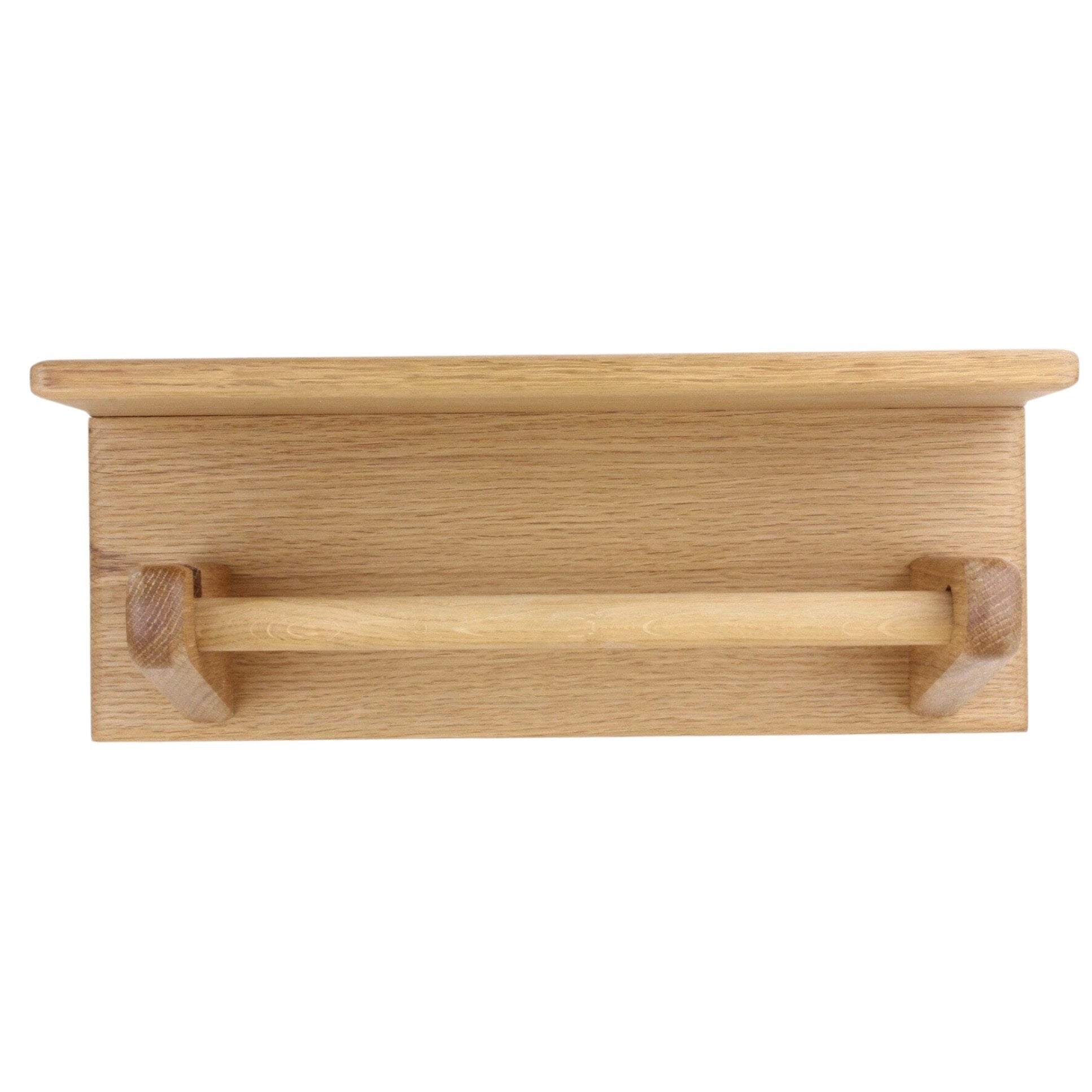 Kitchen roll dispenser with shelf in oak