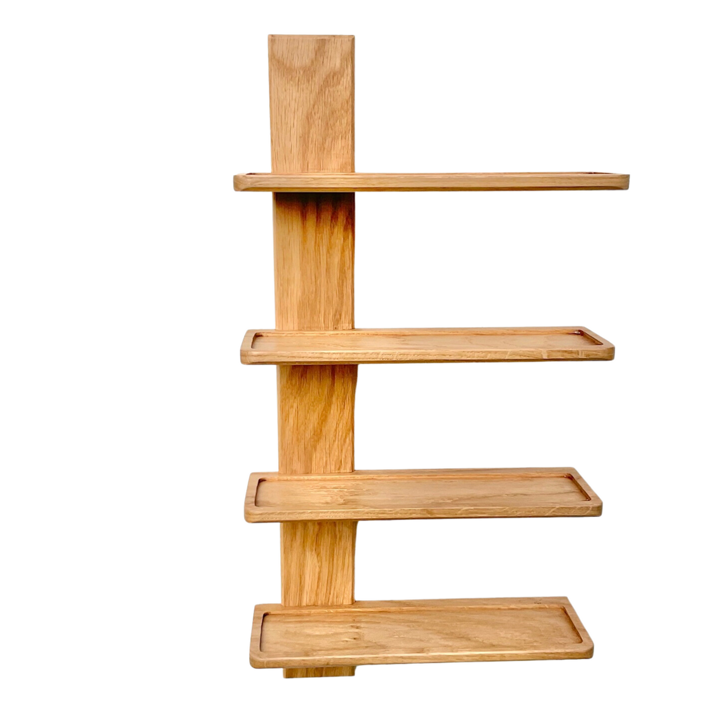 Oak wall mounted spice jar shelves