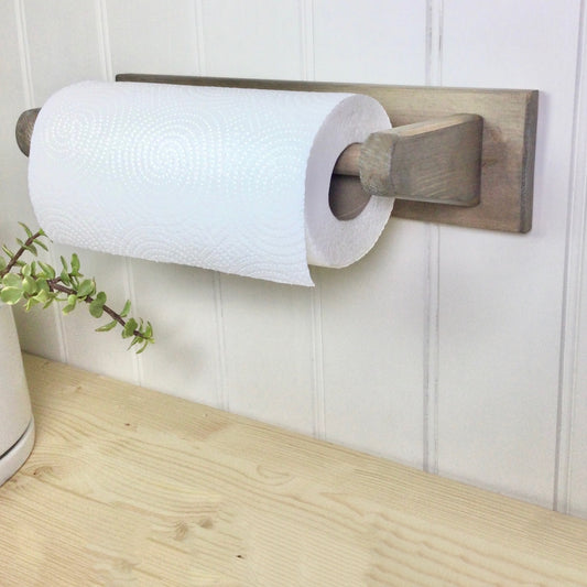 Wall mounted kitchen roll holder in pine