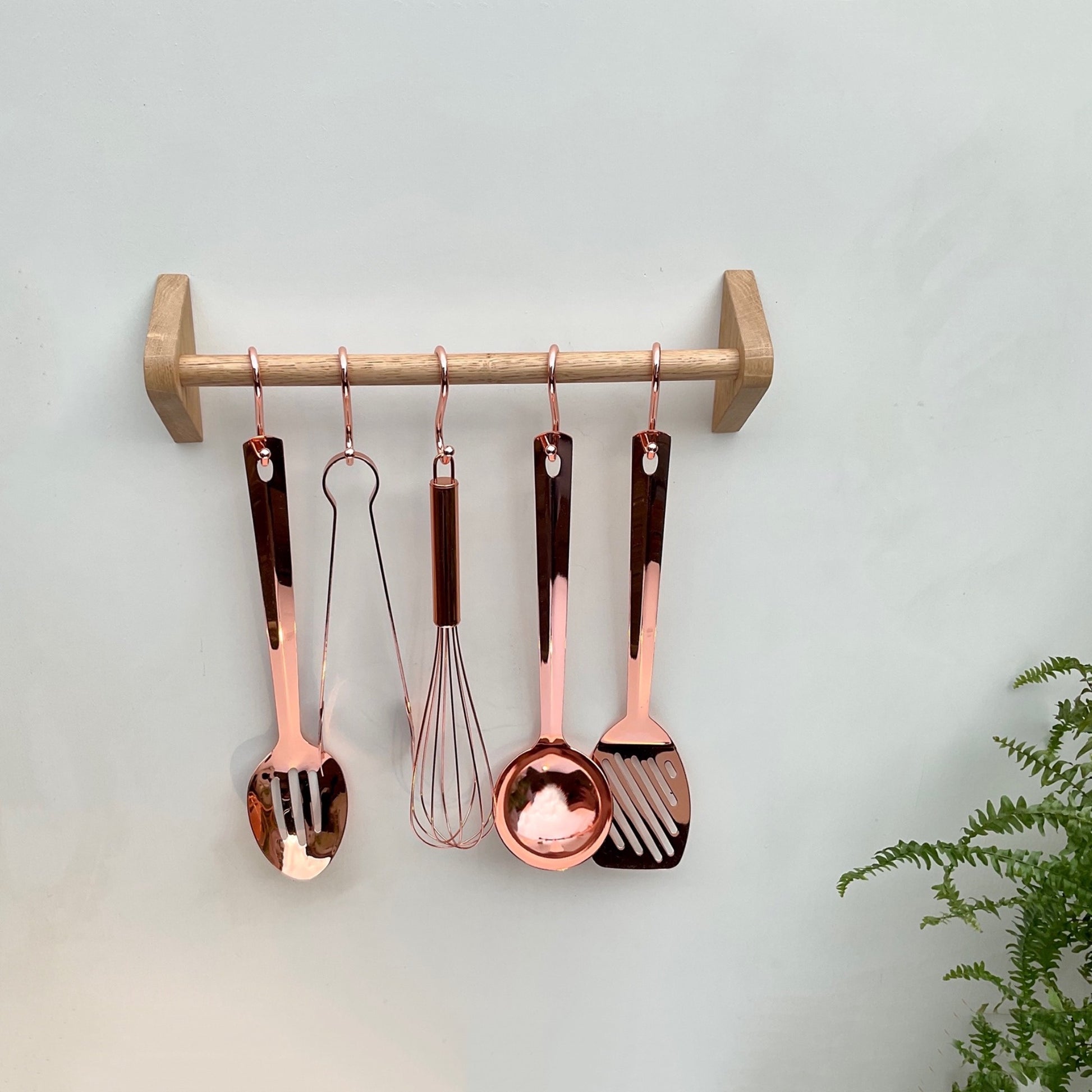 Oak Kitchen Utensil Rail, Wall Mounted