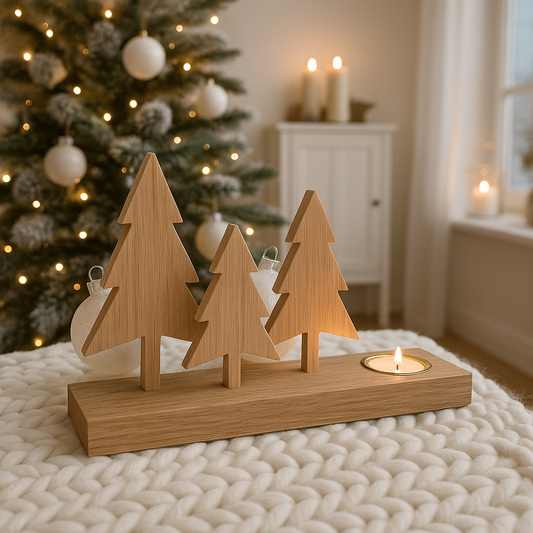 Christmas Tree Tea light Holder in Oak