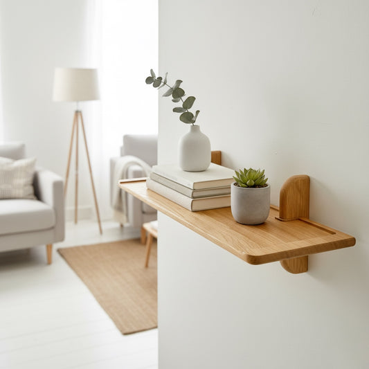 Small Oak Scandinavian Style Wall Shelf