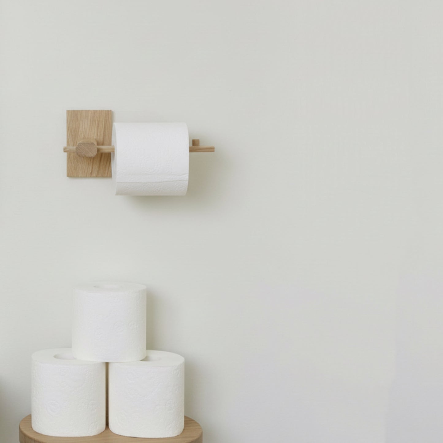 contemporary solid oak wall mounted toilet roll holder