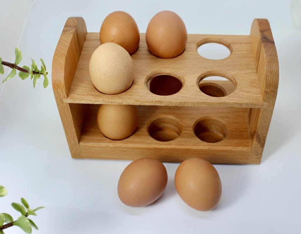 Fresh egg storage rack in solid beech wood 