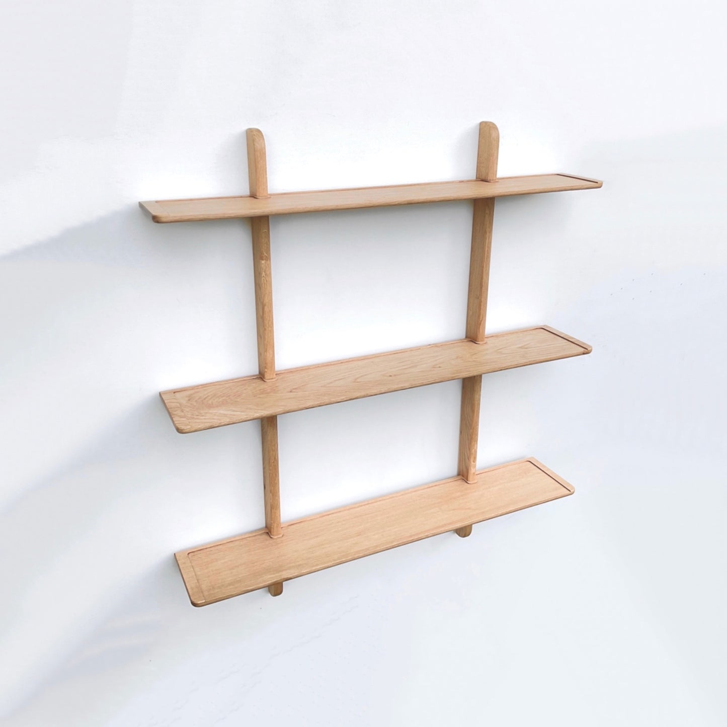 Large triple oak wall shelf