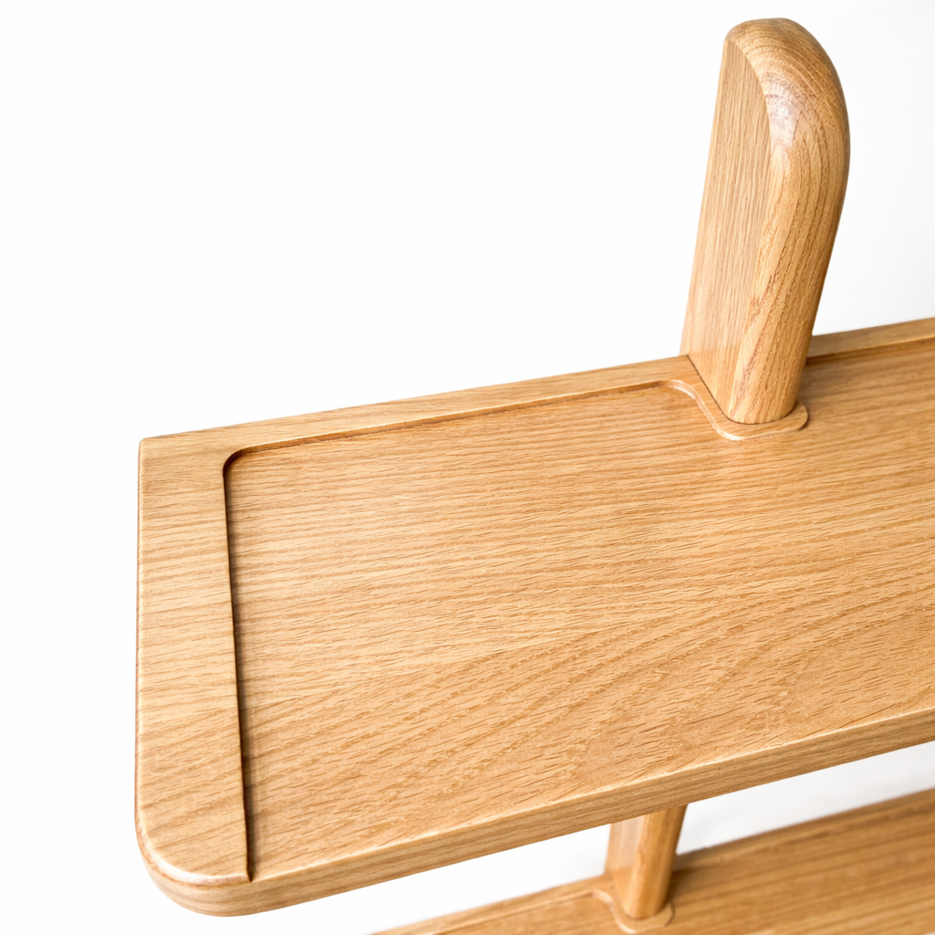 Detail of large oak triple wall shelf