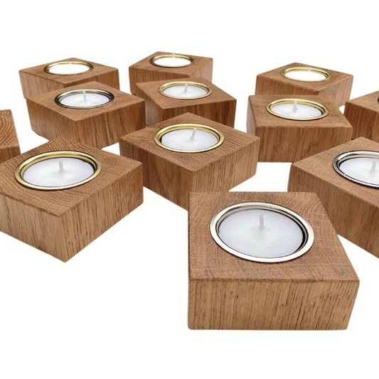 Square Oak Tea Light Holder