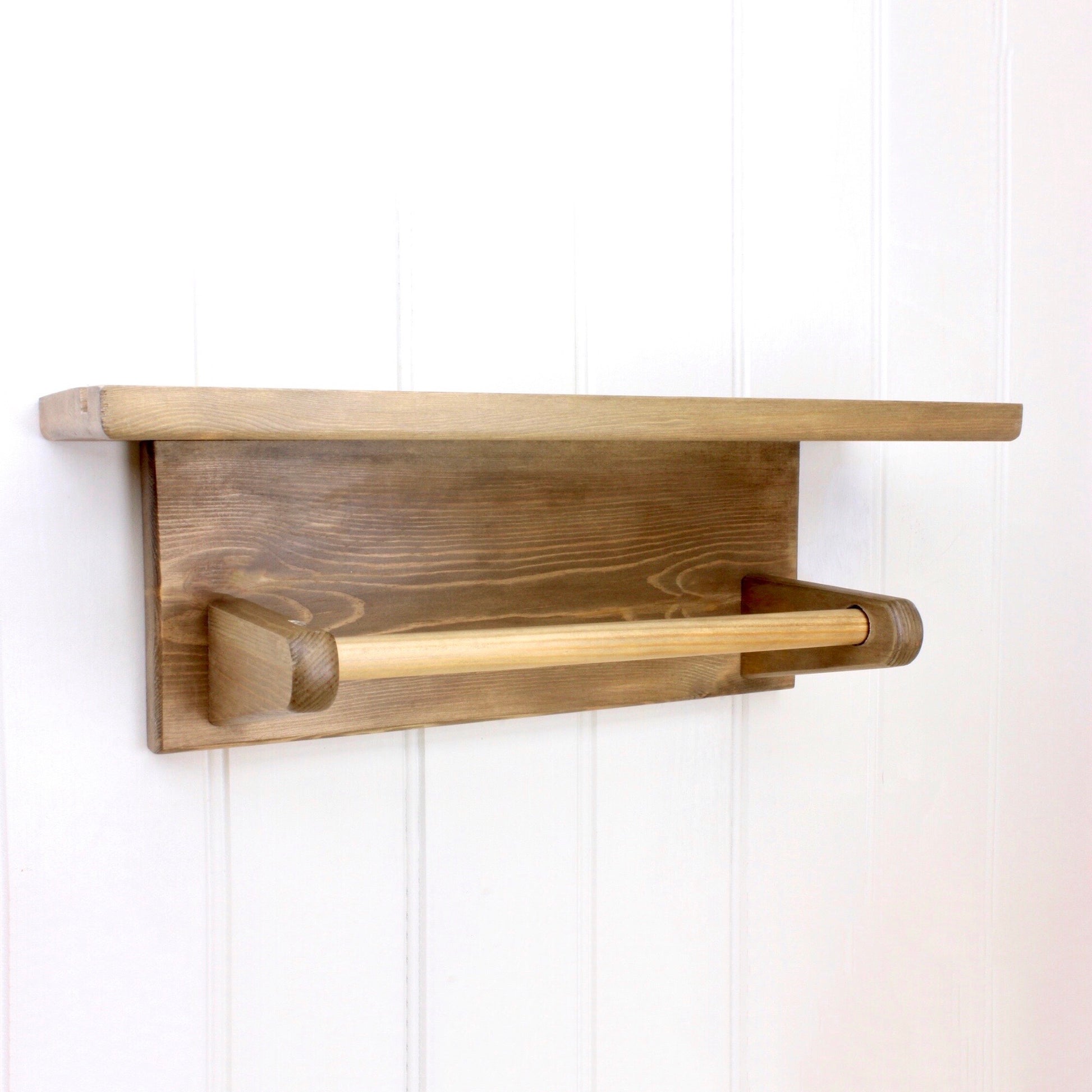 Kitchen paper towel holder with shelf