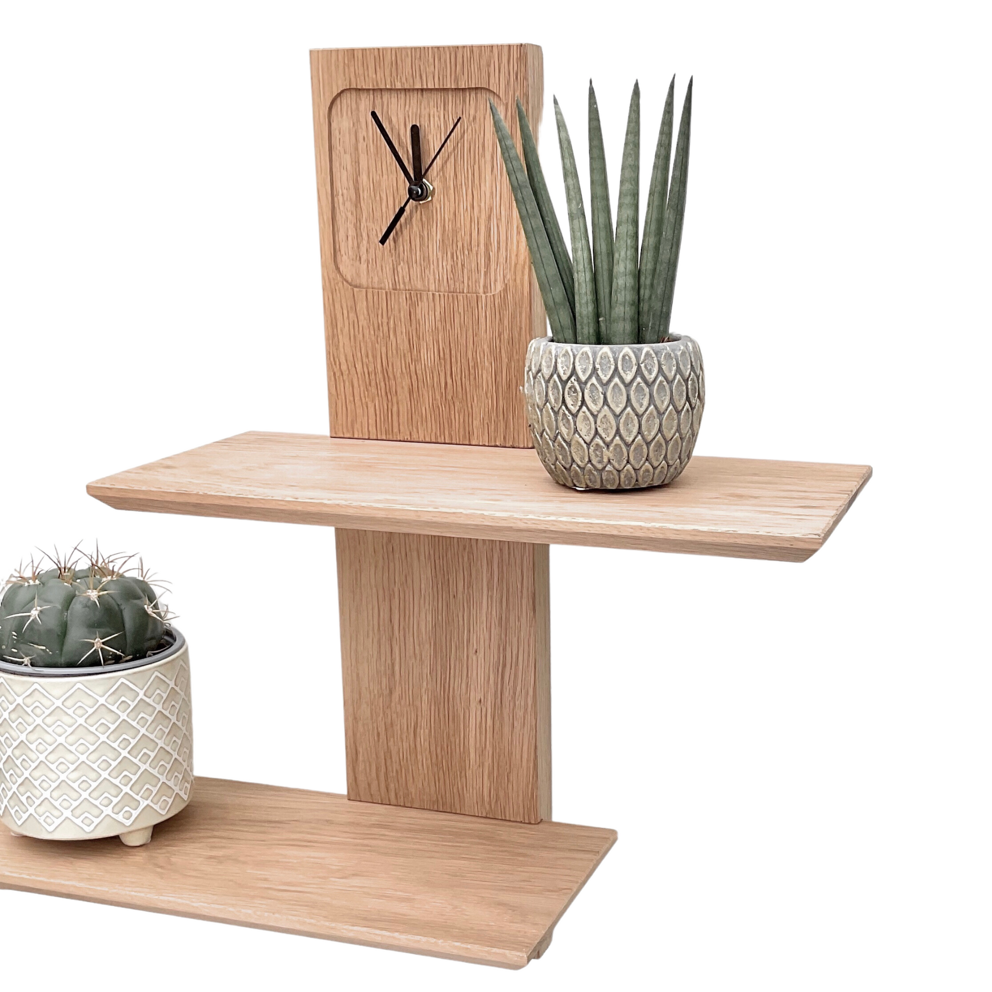 Two Tiered Wooden Shelf Unit