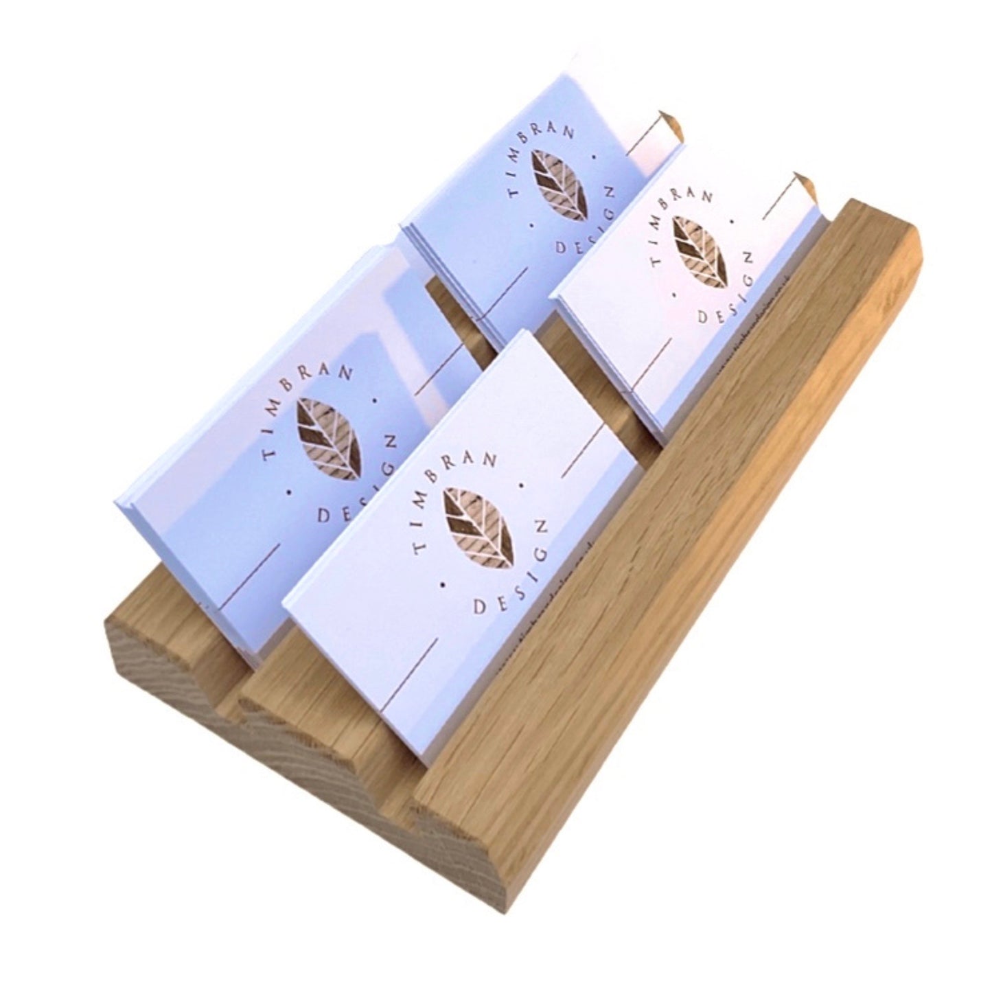 Oak desk top business card holder. Ideal for home office.