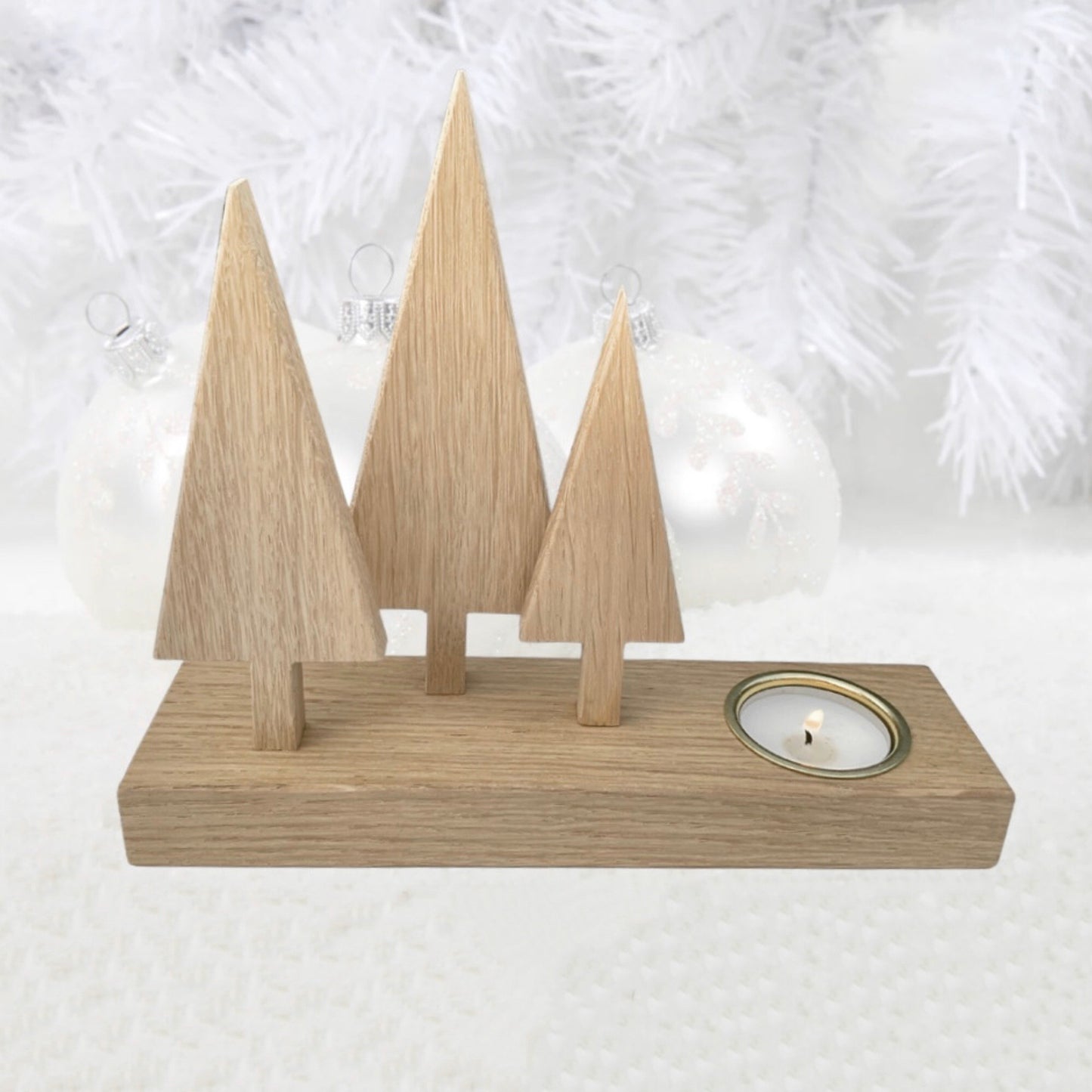 Freestanding wooden christmas tree decoration with tea light holder