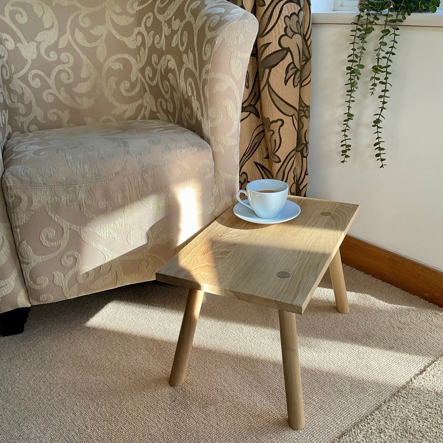 Oak Scandinavian style stool or low side table