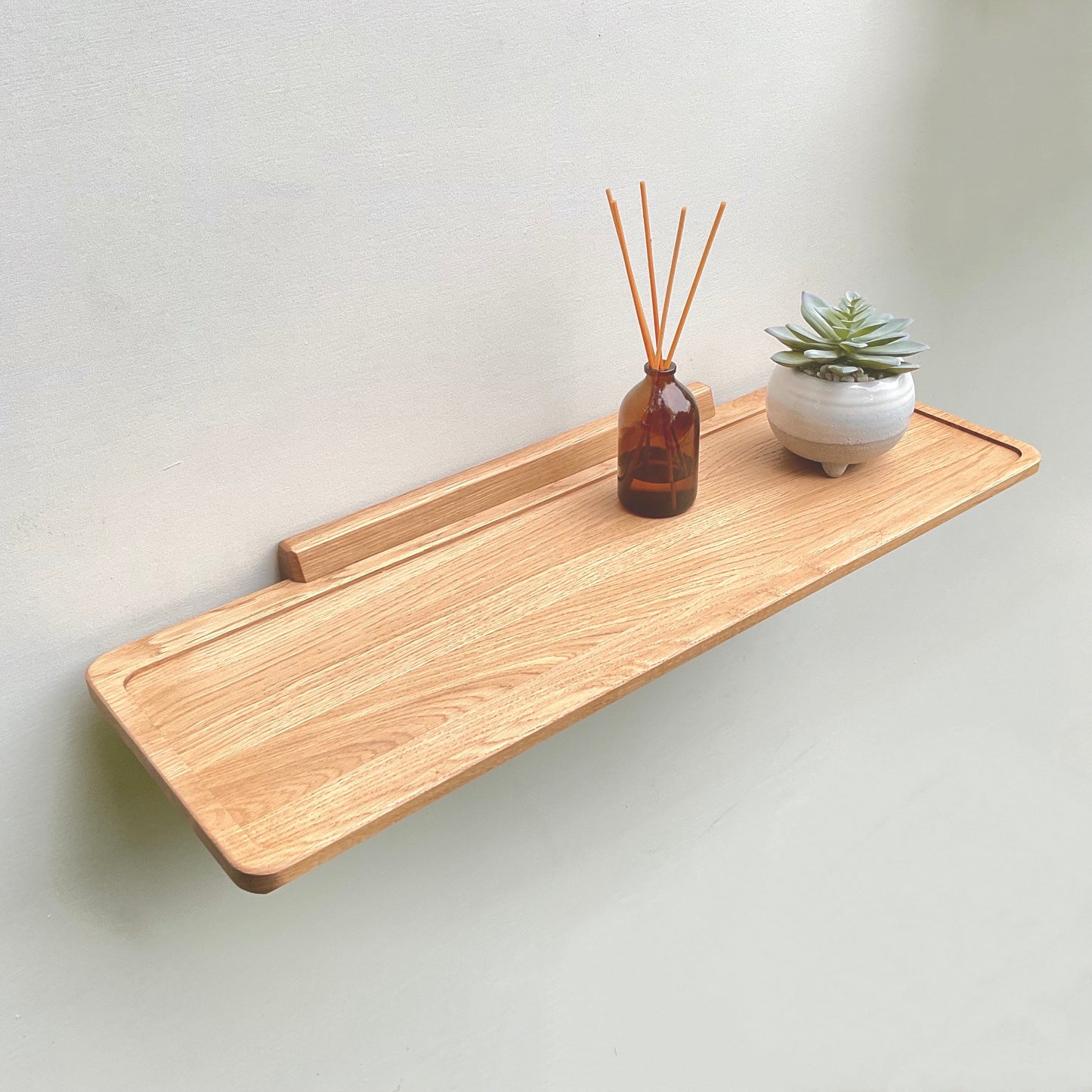 Large Oak Scandinavian Style Wall Shelf