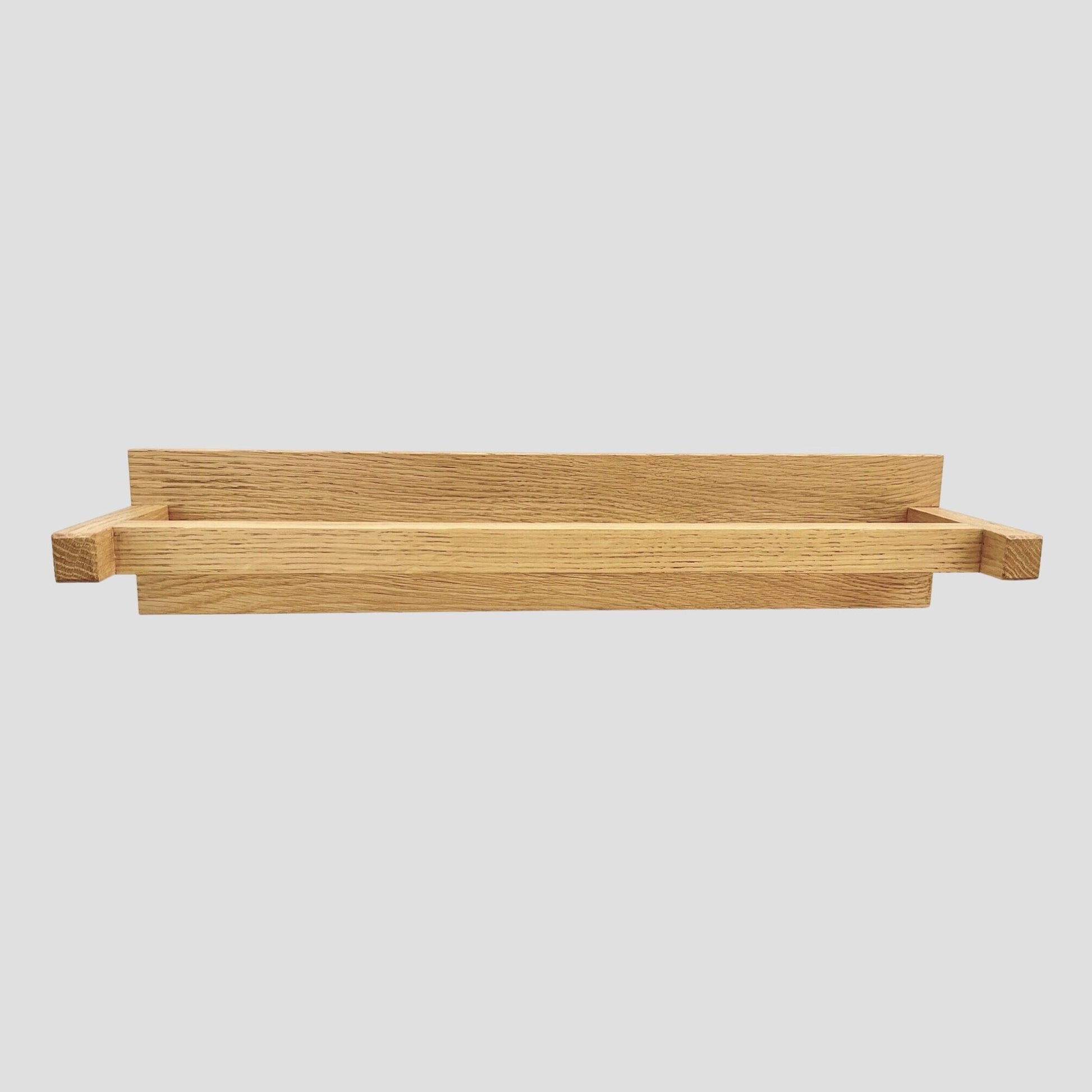 Wall mounted square oak bathroom towel holder