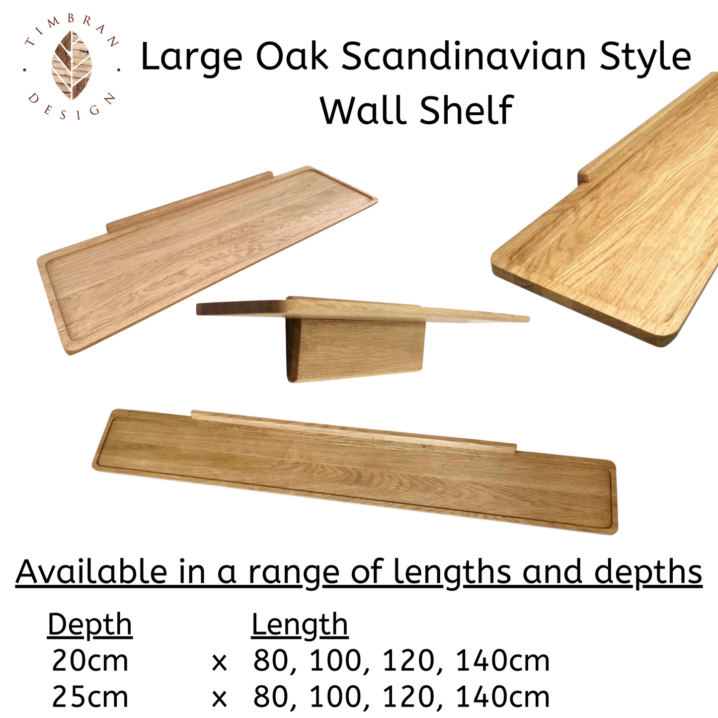 Oak wall shelves available sizes