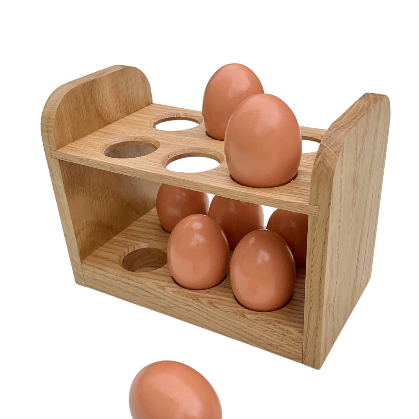 Oak egg holder for 12 fresh eggs